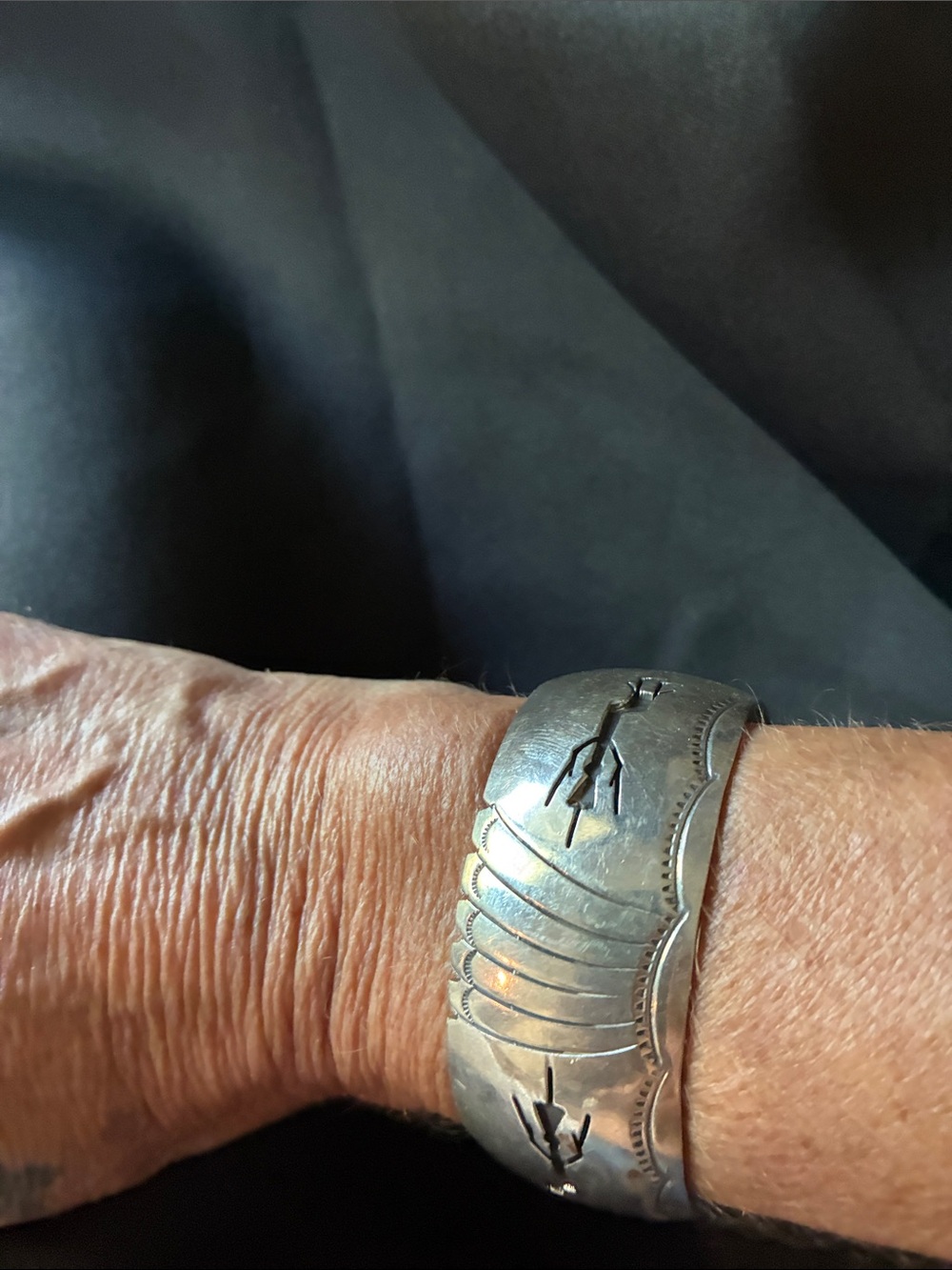 Sterling-Inspired Silver Tone Men's Cuff Bracelet - Picture 3 of 6